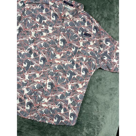 Men’s Columbia Super Tamiami Marlin Print Vented Fishing Shirt 2XL Excellent - Picture 9 of 12